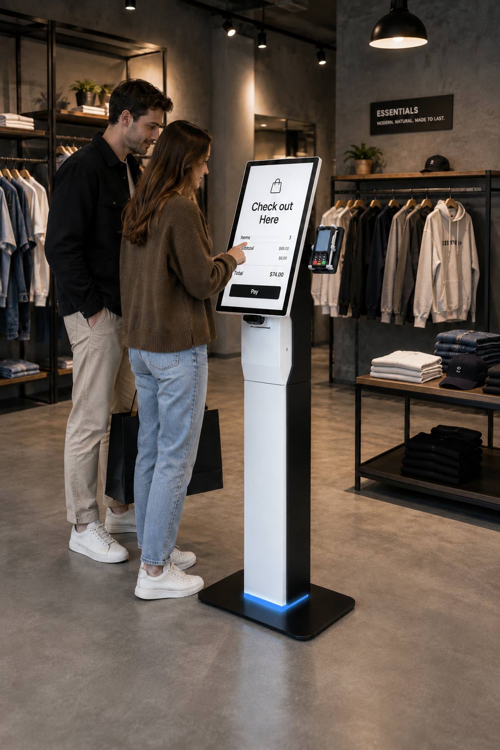 Self service kiosk σε χρήση σε κατάστημα εστίασης